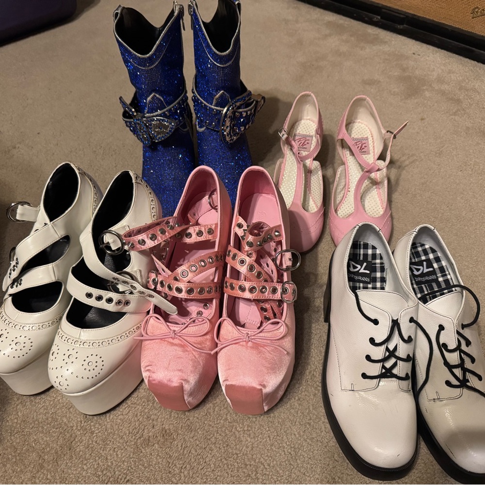 DOLLS KILL Pink and Black Charla Tedrick RITCHIE Saddle shoe Platforms size 10 - Picture 11 of 11
